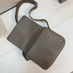 LOEWE 25S PEBBLE BAG 23 IN DARK TAUPE CALFSKIN SILVER HARDWARE
