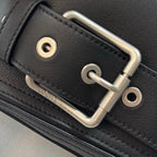 Loew Puzzle Biker Shoulder Bag 24cm Black Cowhide