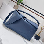 Loew Puzzle Edge Large Bag 33cm Indigo Dye Calfskin