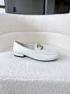 LOAFERS IN WHITE CALFSKIN HARDWARE WITH ROCK MIX CHAIN