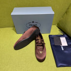 PRADA 25S MARY JANE BALLET FLATS IN DEEP BURGUNDY BROWN SATIN