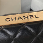 CC SMALL 20 FLAP BAG IN BLACK CALFSKIN WITH CHAIN