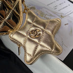 CC MINI 19 FLAP BAG IN GOLDEN METALLIC CALFSKIN WITH STRAP