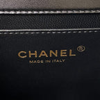 FLAP BAG 22 IN BLACK CALFSKIN WITH DOUBLE GOLD BALL