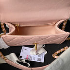 CHANEL 25S FLAP BAG 18 CM IN LIGHT PINK GRAINED LAMBSKIN WITH TOP HANDLE
