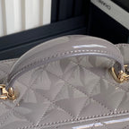 CHANEL 25S VANITY CASE 17 IN CHARCOAL GRAY PATENT CALFSKIN GOLD HARDWARE