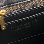 QUILTED HANDBAG 21 IN BLACK DIAMOND PATTERN LAMBSKIN GOLD HARDWARE