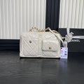BOWLING BAG 29 IN OFF-WHITE CALFSKIN GOLD HARDWARE