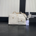 BOWLING BAG 29 IN OFF-WHITE CALFSKIN GOLD HARDWARE