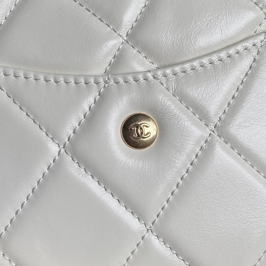 BOWLING BAG 29 IN OFF-WHITE CALFSKIN GOLD HARDWARE
