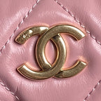 BOWLING BAG 29 IN BABY PINK CALFSKIN GOLD HARDWARE
