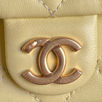 QUILTED HOBO CARGO BAG 31 IN LIGHT YELLOW CALFSKIN GOLD CHAIN