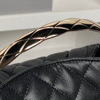 CC Coco Crush Handle Lunch Bag Black Caviar Leather