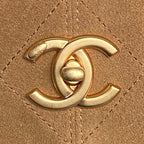 CHANEL 25S HOBO BAG 36 IN BROWN SUEDE AND BLACK CALFSKIN WITH GOLD HARDWARE