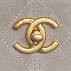 CHANEL 25S HOBO BAG 36 IN GREY SUEDE AND BLACK CALFSKIN WITH GOLD HARDWARE