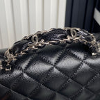 CHANEL 25S FLAP BAG 19 IN BLACK CALFSKIN SILVER HARDWARE