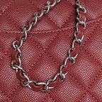 CHANEL 25S FLAP BAG 22 IN BURGUNDY CALFSKIN SILVER HARDWARE