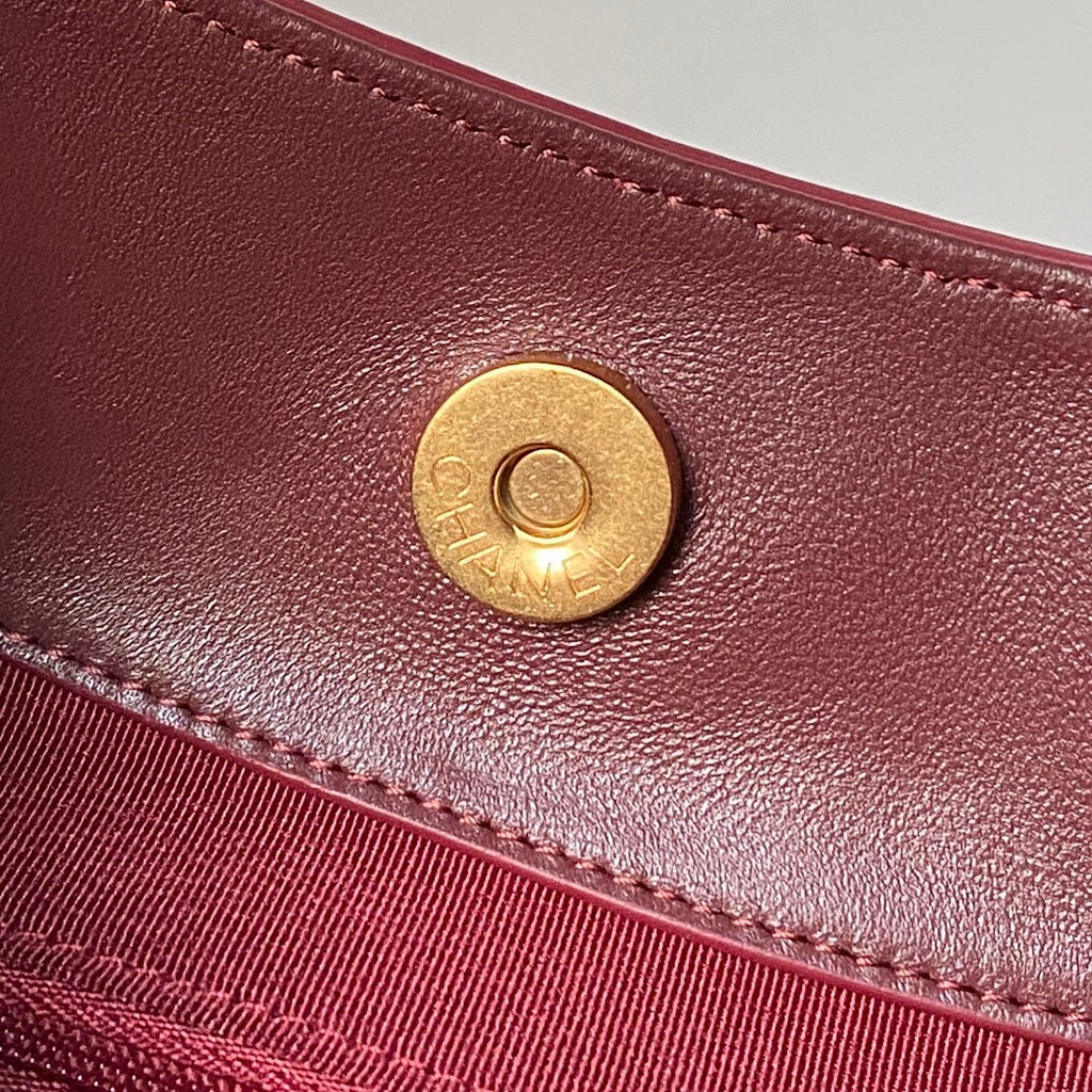 Chanel 2025 Hobo Bag 31cm Red Suede With Gold Hardware 320285
