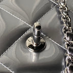 CHANEL 25S FLAP BAG 18 IN SILVER METALLIC CALFSKIN