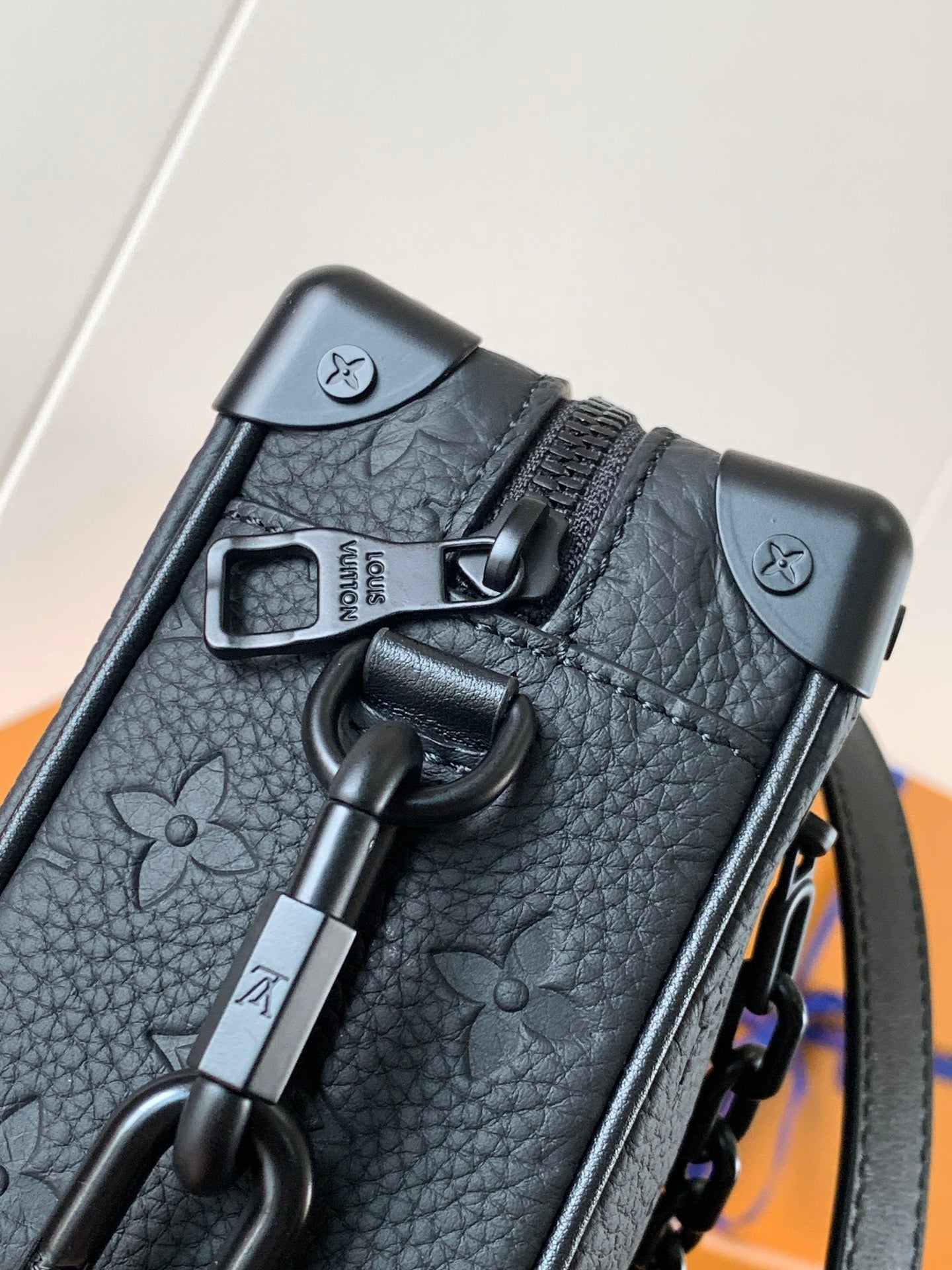 LV M55702 Mini Soft Trunk 18.5 with Matte-Black Chains Black Taurillon Cowhide