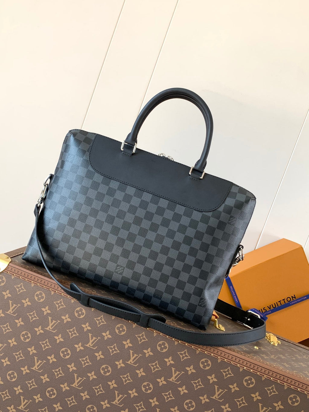 LV N48260 Porte-Documents Jour Briefcase Black Damier Ebene Canvas
