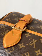 LV Satchel Messenger Bag 35.5cm Brown Monogram Canvas & Cowhide