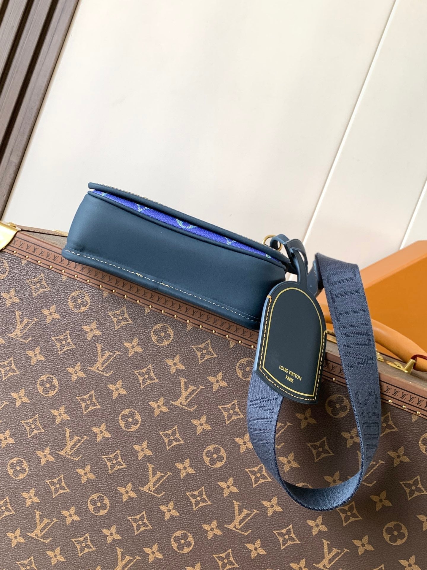 LV Bosphore Mini Handbag 19cm Purple Blue Canvas & Leather trim