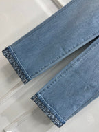 STRAIGHT LEG JEANS DENIM JACQUARD DUSTY BLUE 266732