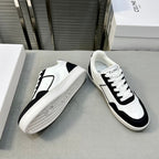 TRAINER LOW LACE-UP SNEAKER IN CALFSKIN, LAMINATED CALFSKIN AND SUEDE CALFSKIN OPTIC BLACK WHITE