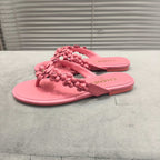 THONG SLIPPERS CAMELLIA IN  PINK CALFSKIN