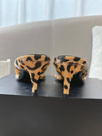 ALAIA HEELED THONG 25S 55 MM IN LEOPARD PONY HAIR LEATHER