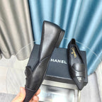 BALLET FLAT BLACK SHEEPSKIN POINTED TOE