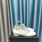 MARY JANE WITH PEARL STRAP IN WHITE LAMBSKIN