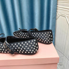 MARY JANE SHOES BLACK COWHIDE WITH DIAMOND