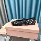 MARY JANE SHOES BLACK COWHIDE WITH DIAMOND