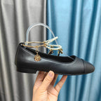 MARY JANE WITH PEARL STRAP IN BLACK LAMBSKIN