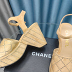 THICK-SOLED WEDGE SANDALS IN BEIGE CREAM SUEDE