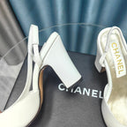 HIGH SLINGBACKS IN WHITE MIX BLACK LAMBSKIN