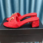 MULE SLIDE SANDAL IN CHERRY RED LAMBSKIN