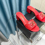 MULE SLIDE SANDAL IN CHERRY RED LAMBSKIN