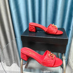 MULE SLIDE SANDAL IN CHERRY RED LAMBSKIN