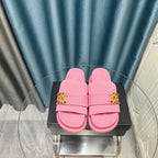 PLATFORM HEELS SANDALS IN LIGHT PINK WOOLEN FABRIC