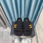 PLATFORM HEELS SANDALS IN BLACK WOOLEN FABRIC