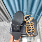 HIGH SANDALS WITH THREE STRAPS IN DARK CREAM CALFSKIN