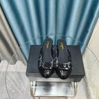 MULE IN BLACK TWEED AND LAMBSKIN