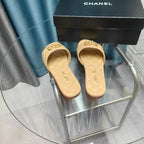 QUILTED SLIPPERS BEIGE CREAM SHEEPSKIN