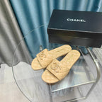 QUILTED SLIPPERS BEIGE CREAM SHEEPSKIN