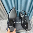 CC CAMELLIA SANDAL IN BLACK SUEDE AND CALFSKIN WITH FLOWER
