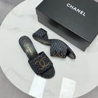 CC HIGH HEEL 25S IN BLACK DENIM STRIPED PATTERN WITH LOGO PRINT