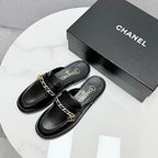 CC FLAT MULE 25S IN BLACK CALFSKIN STYLE 2